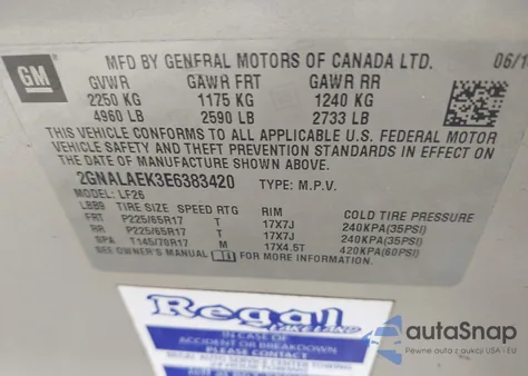 2014 Chevrolet Equinox Ls из США, поврежденный, VIN 2GNALAEK3E6383420